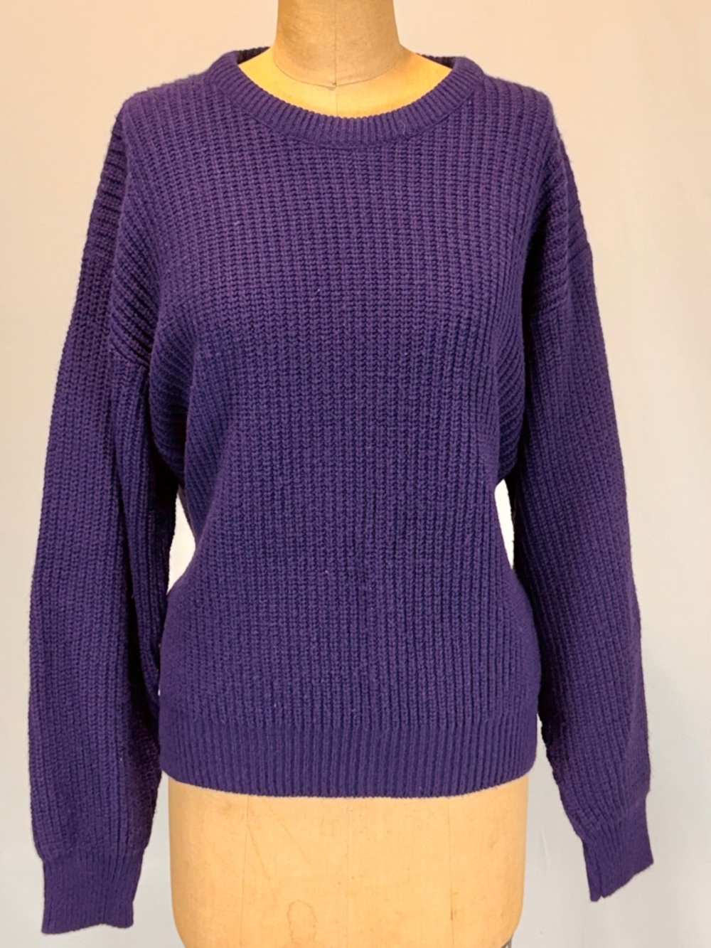 VINTAGE 80s Winter Harbor chunky knit sweater‎ saturated bold plum purple women - Picture 3 of 9